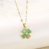 In  Green Zircon Crystal Pendant Stainless Steel Necklaces For Women Trendy Retro Style Female Clavicle Chain Jewelry
