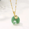 In  Green Zircon Crystal Pendant Stainless Steel Necklaces For Women Trendy Retro Style Female Clavicle Chain Jewelry