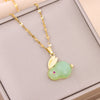 In  Green Zircon Crystal Pendant Stainless Steel Necklaces For Women Trendy Retro Style Female Clavicle Chain Jewelry