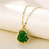 In  Green Zircon Crystal Pendant Stainless Steel Necklaces For Women Trendy Retro Style Female Clavicle Chain Jewelry