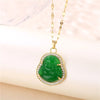 In  Green Zircon Crystal Pendant Stainless Steel Necklaces For Women Trendy Retro Style Female Clavicle Chain Jewelry