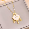 In  Green Zircon Crystal Pendant Stainless Steel Necklaces For Women Trendy Retro Style Female Clavicle Chain Jewelry
