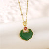 In  Green Zircon Crystal Pendant Stainless Steel Necklaces For Women Trendy Retro Style Female Clavicle Chain Jewelry