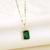 In  Green Zircon Crystal Pendant Stainless Steel Necklaces For Women Trendy Retro Style Female Clavicle Chain Jewelry