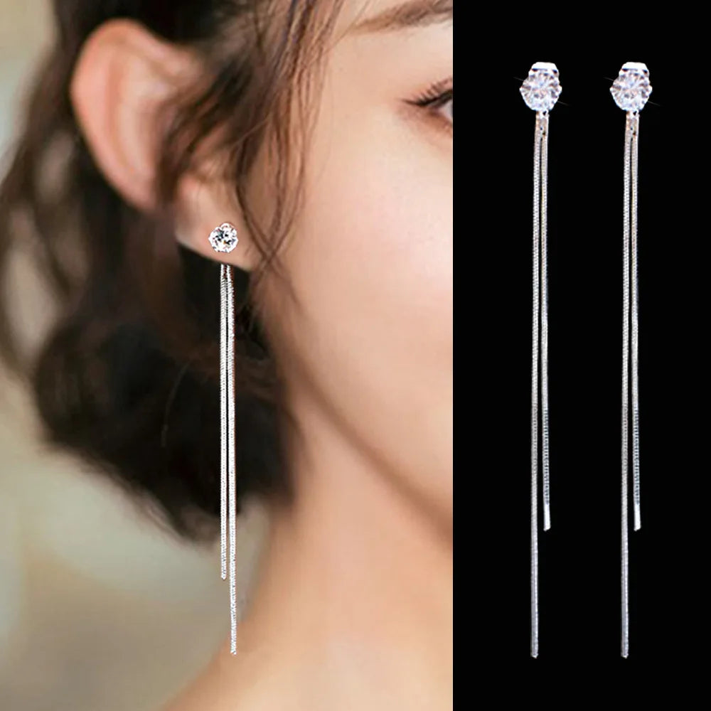 New Minimalist Chain Long Tassel Drop Earrings For Women Hanging Statement Dangle Personality Ear Line Jewelry Gifts
