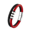 Simple Punk Style 3 Rings 316L Stainless Steel Magnetic Buckle Men's Bracelet Two Tone Leather Cord Charm Jewelry Bracelet