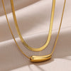 Trend Stainless Steel Double Layer Bead Annulation Pendant Necklace For Women Stacked Choker Party Gift  Jewelry