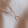 Trend Stainless Steel Double Layer Bead Annulation Pendant Necklace For Women Stacked Choker Party Gift  Jewelry