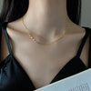 Trend Stainless Steel Double Layer Bead Annulation Pendant Necklace For Women Stacked Choker Party Gift  Jewelry
