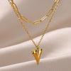 Trend Stainless Steel Double Layer Bead Annulation Pendant Necklace For Women Stacked Choker Party Gift  Jewelry