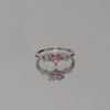 New Trendy Elegant Pink Zircon Rings for Women Engagement Design Opening Love Heart Chain Rings Female Wedding Jewelry