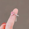 New Trendy Elegant Pink Zircon Rings for Women Engagement Design Opening Love Heart Chain Rings Female Wedding Jewelry