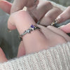 New Trendy Elegant Pink Zircon Rings for Women Engagement Design Opening Love Heart Chain Rings Female Wedding Jewelry