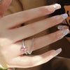 New Trendy Elegant Pink Zircon Rings for Women Engagement Design Opening Love Heart Chain Rings Female Wedding Jewelry
