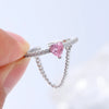 New Trendy Elegant Pink Zircon Rings for Women Engagement Design Opening Love Heart Chain Rings Female Wedding Jewelry
