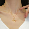 Trendy   Zircon Butterfly Pendant Necklace For Women Stainless Steel Clavicle Chain Female Party Temperament Jewelry