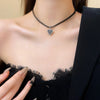 New Vintage Black Zircon Heart Pedants Gothic Girls Sexy Leather Rope Choker Temperament Aesthetic Women Necklaces Jewelry Gift