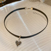 New Vintage Black Zircon Heart Pedants Gothic Girls Sexy Leather Rope Choker Temperament Aesthetic Women Necklaces Jewelry Gift