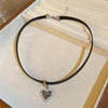 New Vintage Black Zircon Heart Pedants Gothic Girls Sexy Leather Rope Choker Temperament Aesthetic Women Necklaces Jewelry Gift