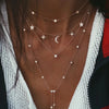 Vintage Crystal Geometry Star Moon Lock Necklace For Women 2020 Boho Multi-level Pendants Necklaces Chokers Jewelry Gift