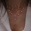 Vintage Crystal Geometry Star Moon Lock Necklace For Women 2020 Boho Multi-level Pendants Necklaces Chokers Jewelry Gift