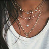 Vintage Crystal Geometry Star Moon Lock Necklace For Women 2020 Boho Multi-level Pendants Necklaces Chokers Jewelry Gift