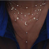 Vintage Crystal Geometry Star Moon Lock Necklace For Women 2020 Boho Multi-level Pendants Necklaces Chokers Jewelry Gift