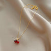 Wine Red Cherry Gold Colour Pendant Necklace For Women Personality  Necklace Wedding Jewelry Birthday Gifts