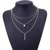 Women  Gold Color 3 Layers Chain Necklace Hollow Out Triangle Long Pendant Necklaces Jewelry Jewelry Gift