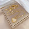OIMG 316L Stainless Steel Gold Plated Temperament Shy Pearl Pendant Neckalce For Women Girls Wedding Party Jewelry
