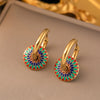 OIMG 316L Stainless Steel Jewelry Sets for Woman 3 Color Oval Gear Pendant Necklaces and Earrings Set Bohemian Style