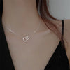 OIMG 316L Stainless Steel Not Fade Simple  Double Heart Interlocking Pendant Necklace For Women Girl Eternal Love Jewelry
