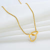 OIMG 316L Stainless Steel Not Fade Simple  Double Heart Interlocking Pendant Necklace For Women Girl Eternal Love Jewelry