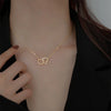 OIMG 316L Stainless Steel Not Fade Simple  Double Heart Interlocking Pendant Necklace For Women Girl Eternal Love Jewelry