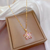 OIMG Stainless Steel Multiple Styles  Design Heart Flower Zircon Pendant Necklace for Women Girls Elegant   Jewelry
