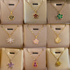 OIMG Stainless Steel Multiple Styles  Design Heart Flower Zircon Pendant Necklace for Women Girls Elegant   Jewelry