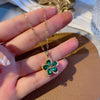 OIMG Stainless Steel Multiple Styles  Design Heart Flower Zircon Pendant Necklace for Women Girls Elegant   Jewelry