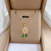 OIMG Stainless Steel Multiple Styles  Design Heart Flower Zircon Pendant Necklace for Women Girls Elegant   Jewelry