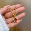 OIMG Stainless Steel Multiple Styles  Design Heart Flower Zircon Pendant Necklace for Women Girls Elegant   Jewelry