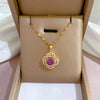 OIMG Stainless Steel Multiple Styles  Design Heart Flower Zircon Pendant Necklace for Women Girls Elegant   Jewelry