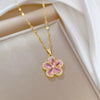 OIMG Stainless Steel Multiple Styles  Design Heart Flower Zircon Pendant Necklace for Women Girls Elegant   Jewelry
