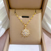 OIMG Stainless Steel Multiple Styles  Design Heart Flower Zircon Pendant Necklace for Women Girls Elegant   Jewelry
