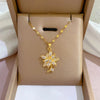 OIMG Stainless Steel Multiple Styles  Design Heart Flower Zircon Pendant Necklace for Women Girls Elegant   Jewelry