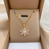 OIMG Stainless Steel Multiple Styles  Design Heart Flower Zircon Pendant Necklace for Women Girls Elegant   Jewelry