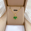 OIMG Stainless Steel Multiple Styles  Design Heart Flower Zircon Pendant Necklace for Women Girls Elegant   Jewelry