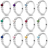 Original 925 Sterling Silver Ring Birthstone Beaded With Crystal Rings For Women Birthday Gift Fine DIY Europe Jewelry