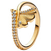Original Golden Shine Gingko Leaf Wavy Figure Line Art Love People Wide Ring Fit 925 Sterling Silver Ring Europe Gift Jewelry