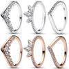 Original Rose Gold Sparkling Herbarium Cluster Timeless Wish Half Ring Fit 925 Sterling Silver Ring Europe Gift Jewelry