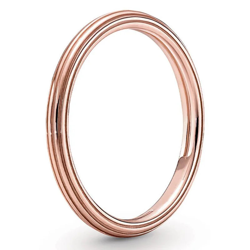 Original Rose Grooved Me Styling Rings For Women 925 Sterling Ring Party Gift Europe Jewelry