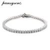 PANSYSEN 100% 925 Sterling Silver 3MM Simulated Moissanite Diamond Gemstone Women Charm Bracelets Wedding Fine Jewelry